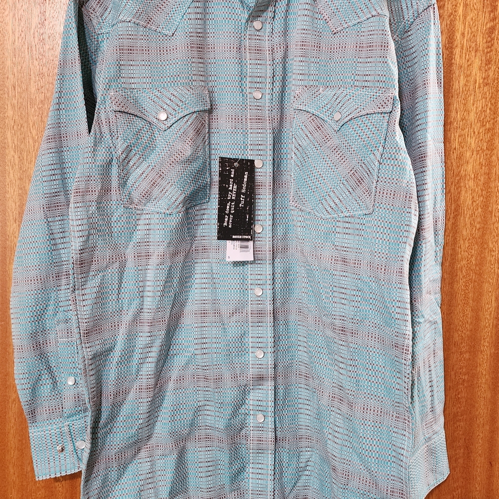 Panhandle Slim Teal and Gray Button Down Shirt